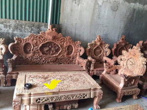 bộ ghế nghê đỉnh đồng kỵ gỗ hương